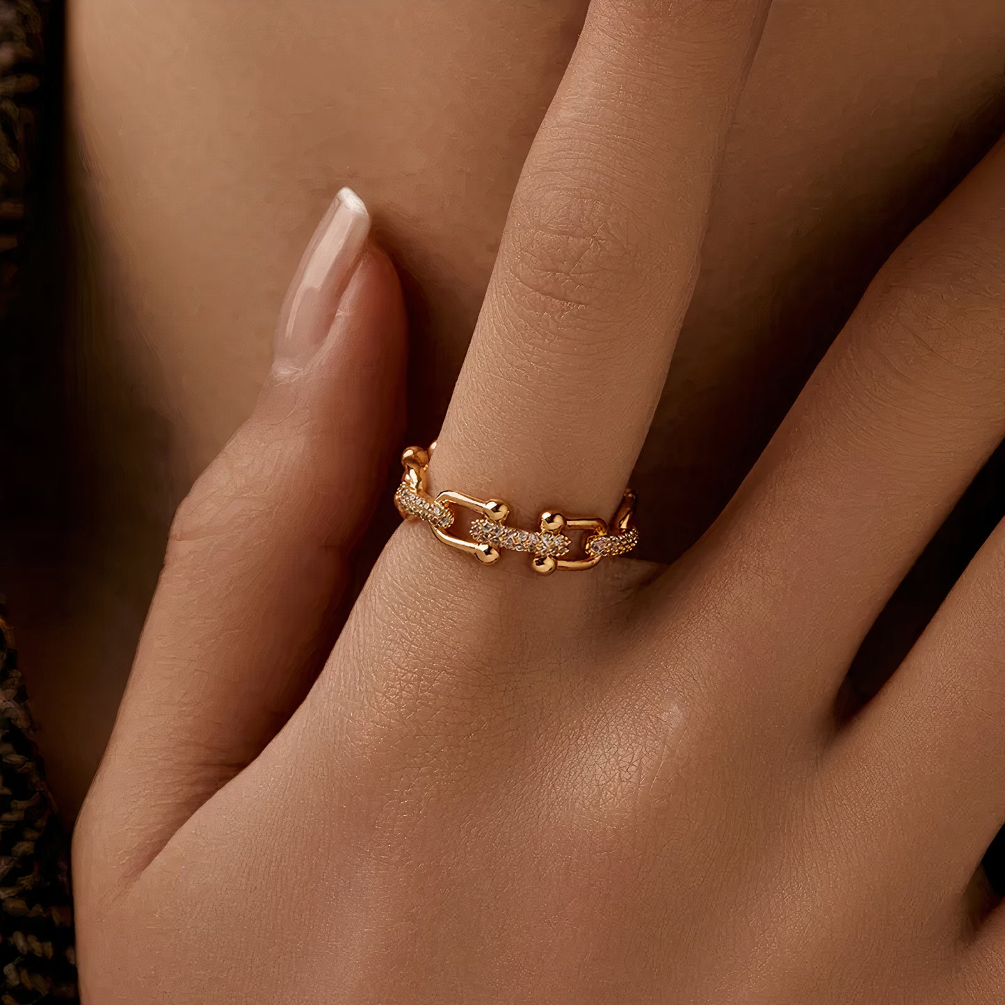 ORA Jewelry CY™ | Radiant Link 18K Gold Plated S925 Open Ring