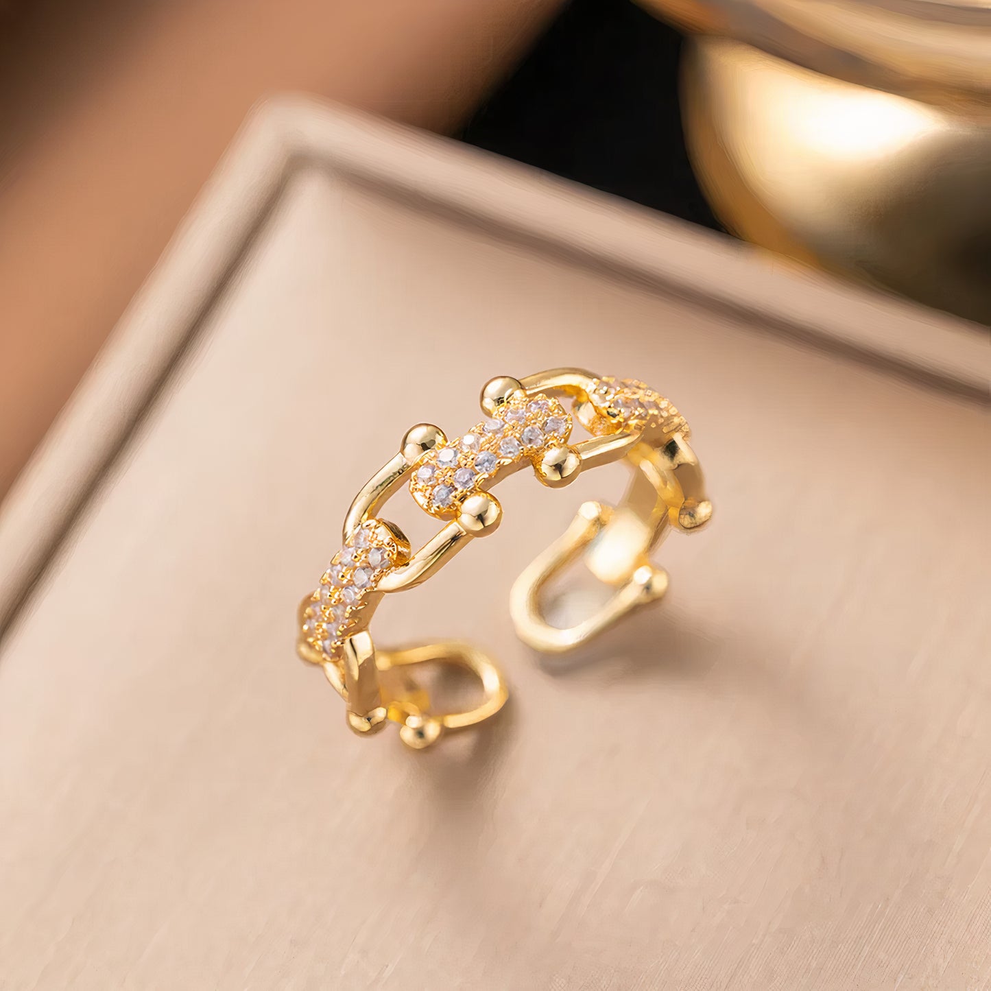 ORA Jewelry CY™ | Radiant Link 18K Gold Plated S925 Open Ring