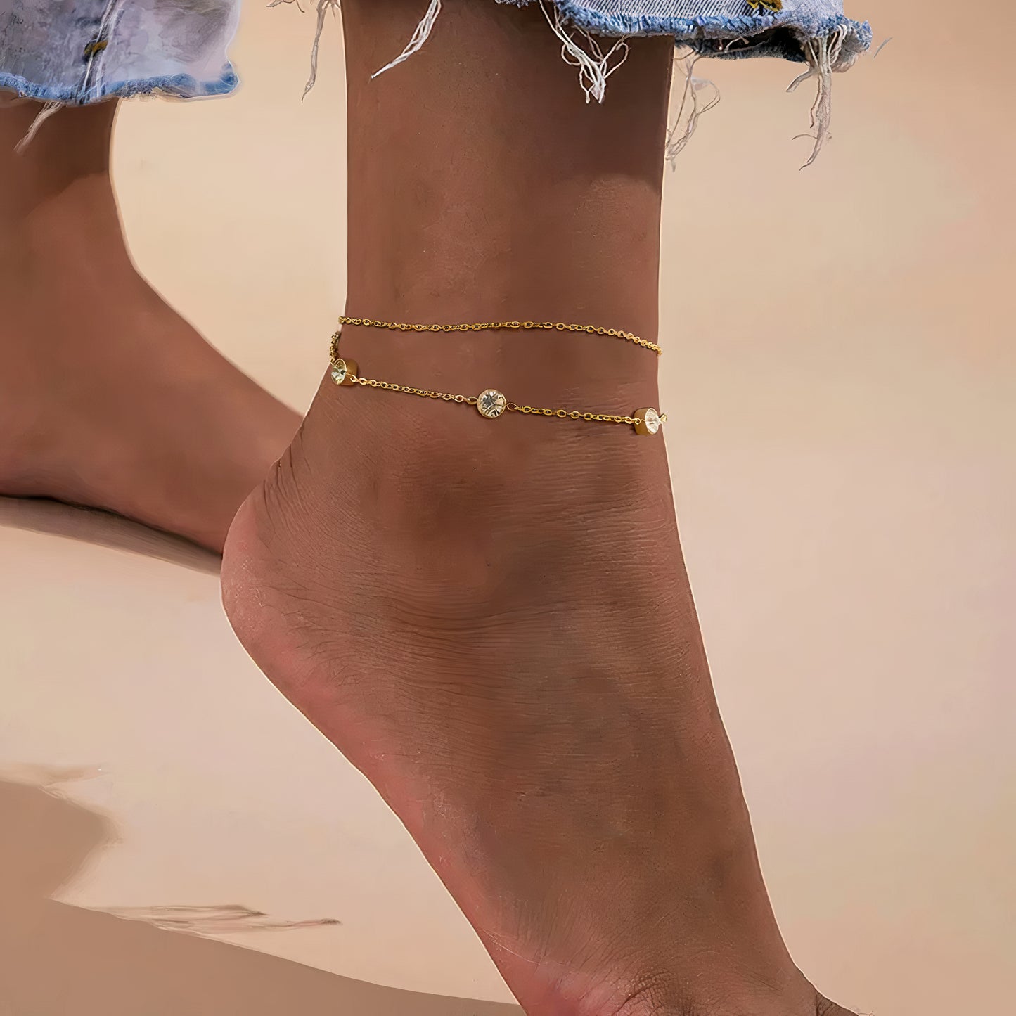 ORA Jewelry CY™ | Zurich Sand 18K Gold-Plated Charm Anklet
