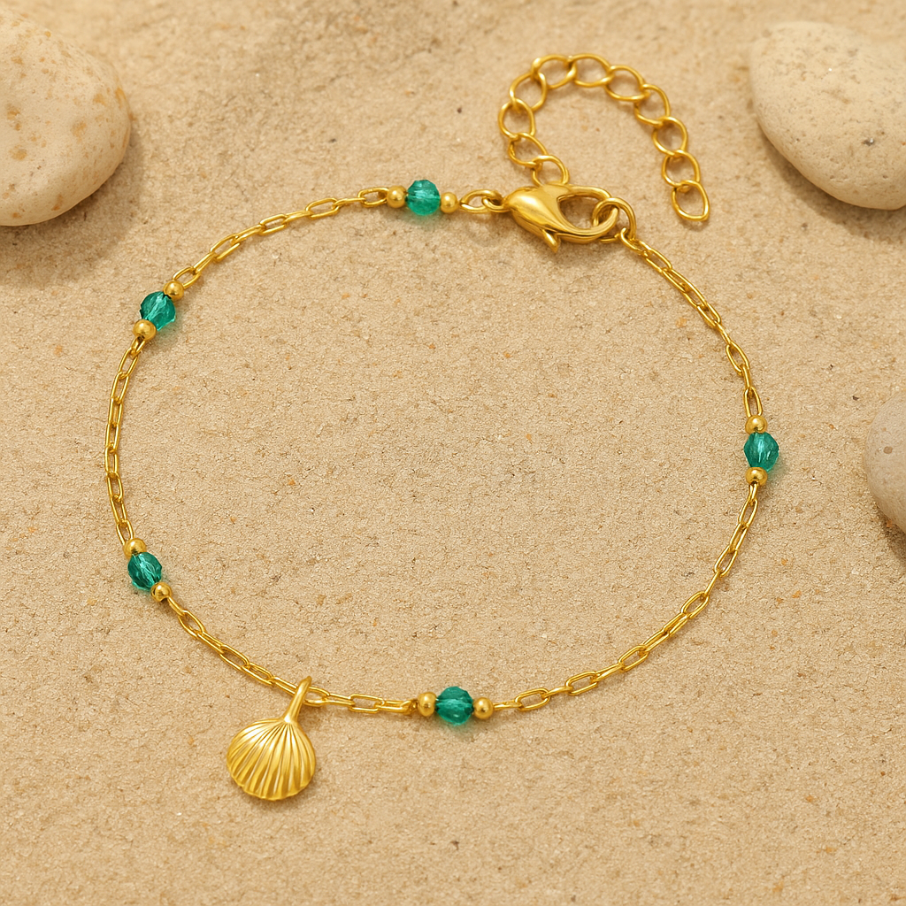 ORA Jewelry CY™ | Island Glow 18K Gold-Plated Shell Anklet