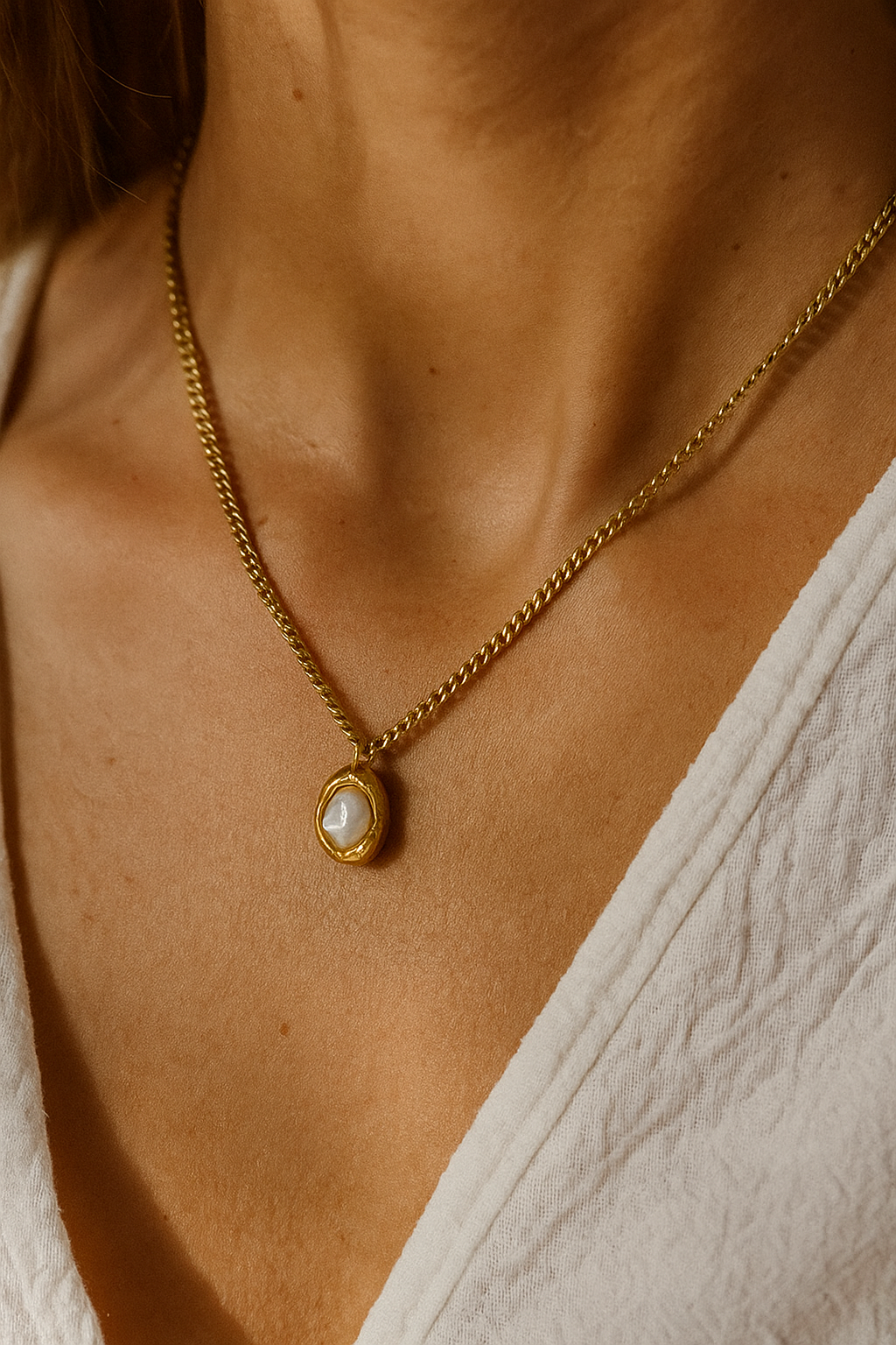 ORA Jewelry CY™ | Sol Pearl 18K Gold-Plated Freshwater Necklace