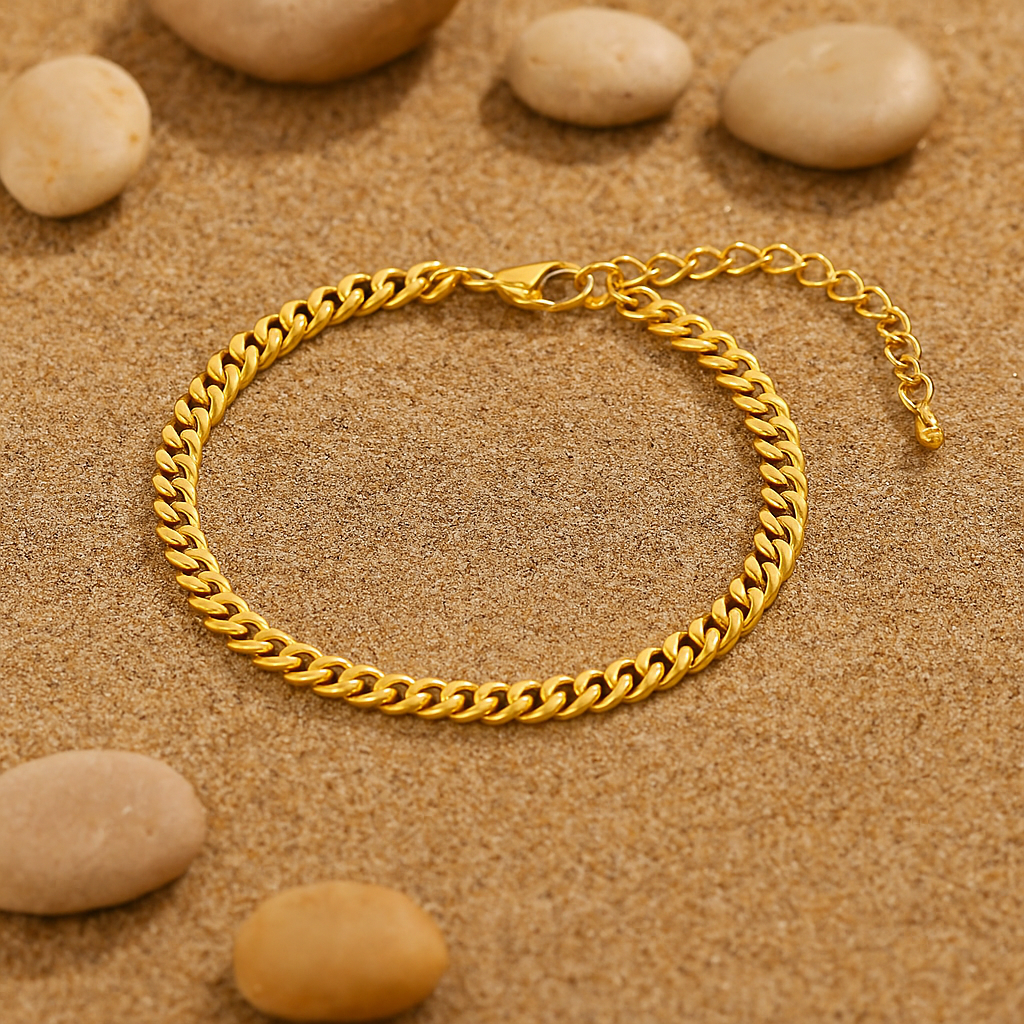 ORA Jewelry CY™ | Gilded Edge 18K Gold-Plated Geometric Anklet