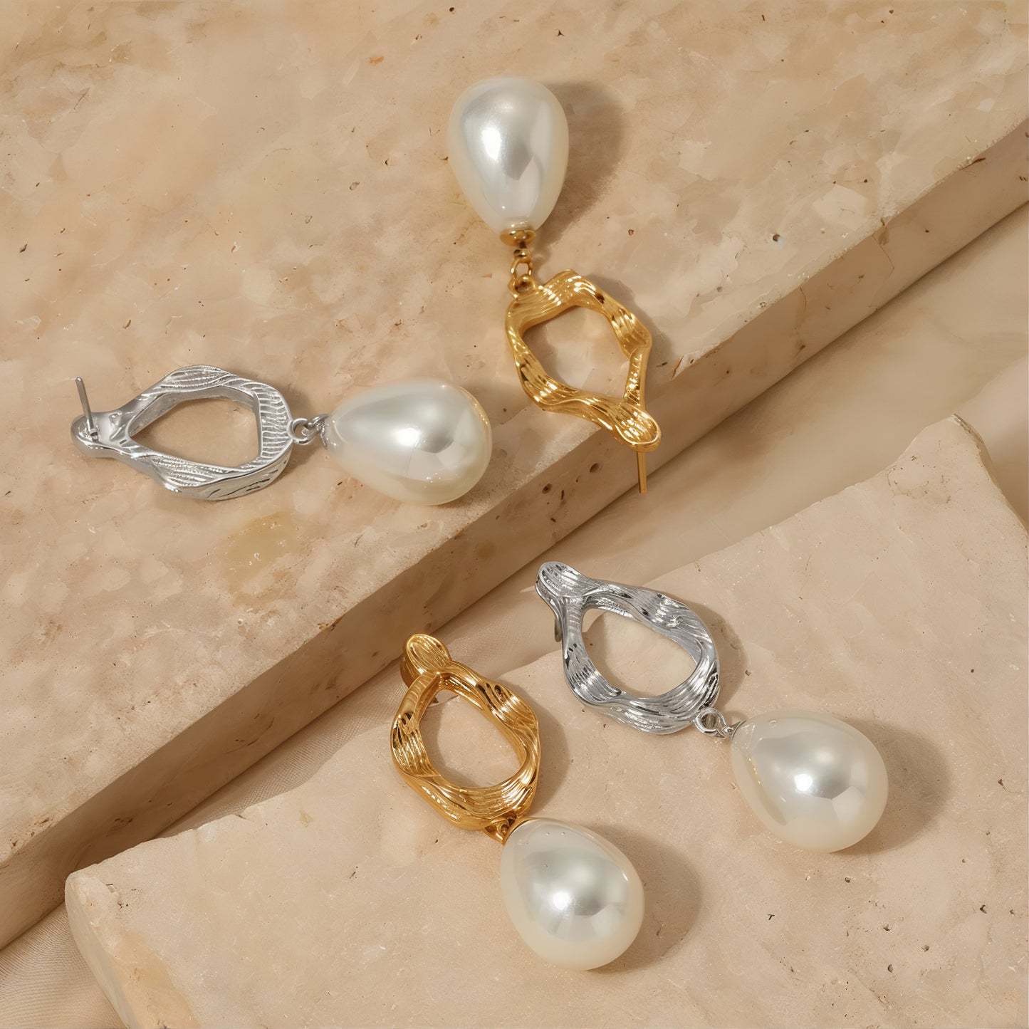 ORA Jewelry CY™ | Celestial Drip 16K Gold & White Gold-Plated Drop Earrings