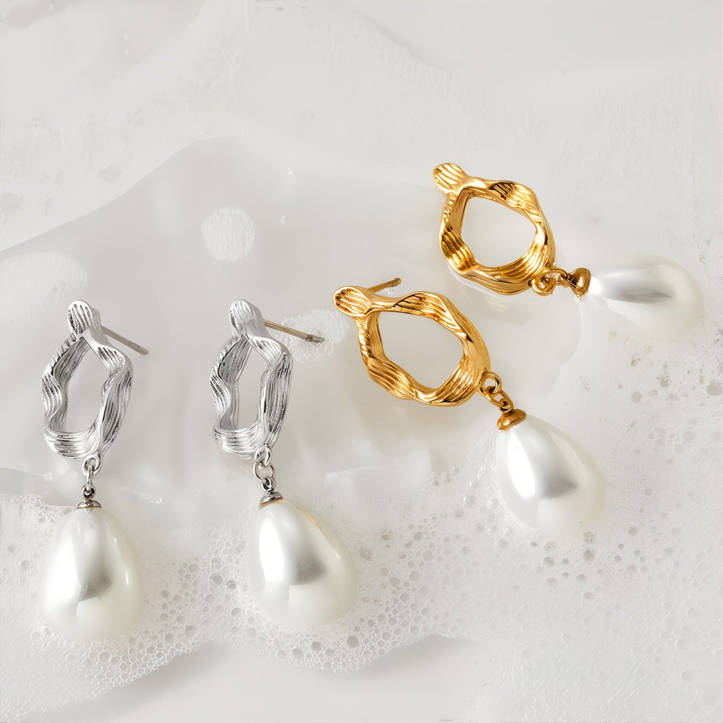 ORA Jewelry CY™ | Celestial Drip 16K Gold & White Gold-Plated Drop Earrings