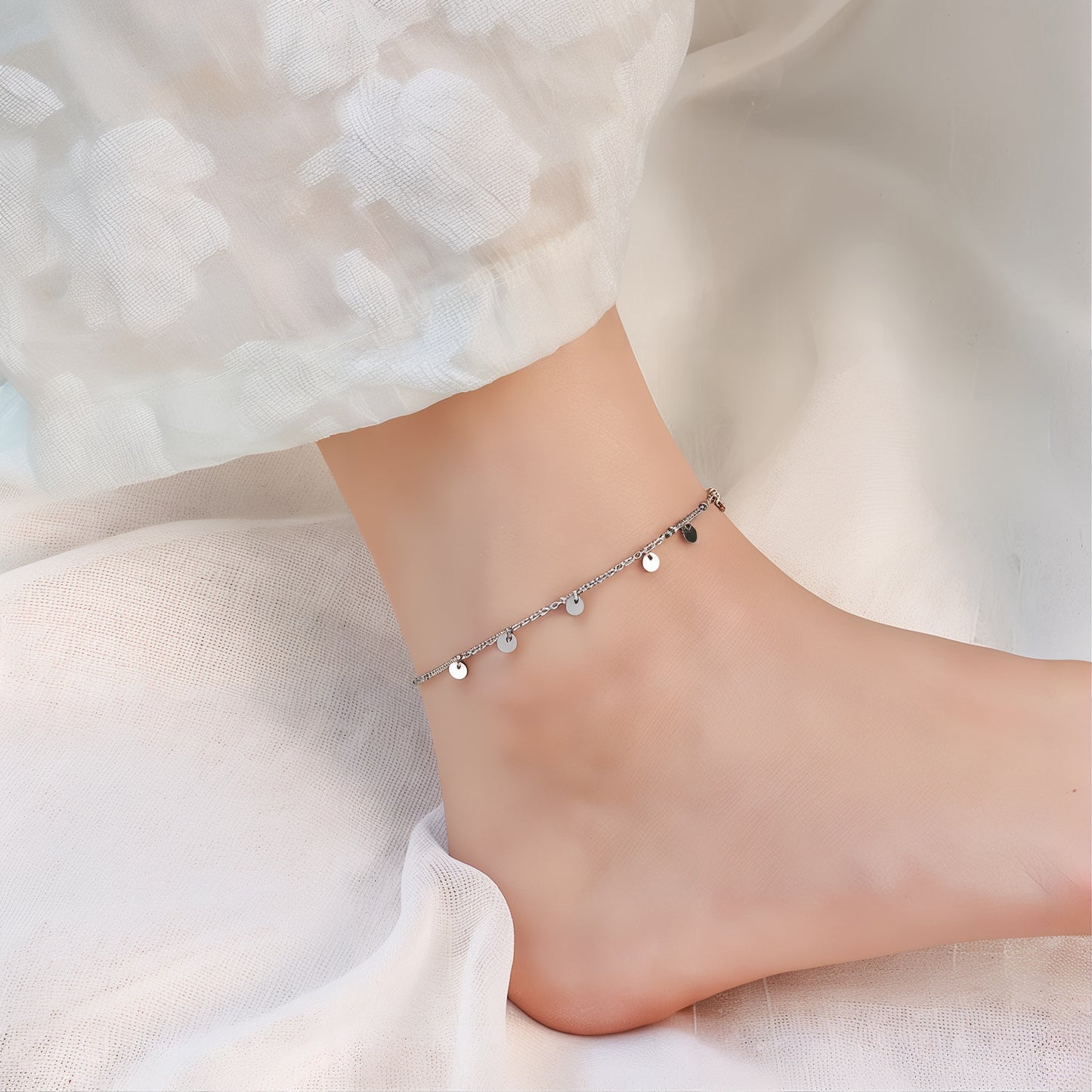 ORA Jewelry CY™ | Rhythm Drop Stainless Steel Disc Anklet