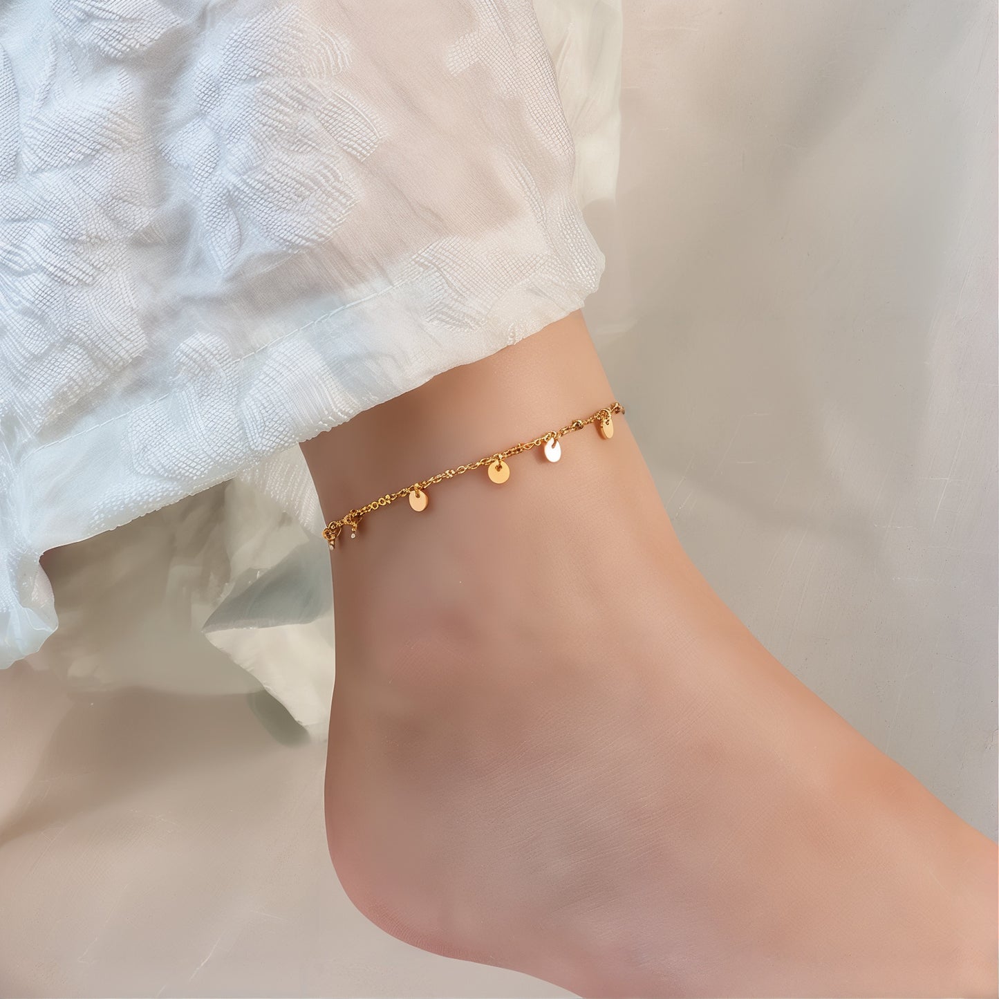 ORA Jewelry CY™ | Rhythm Drop Stainless Steel Disc Anklet