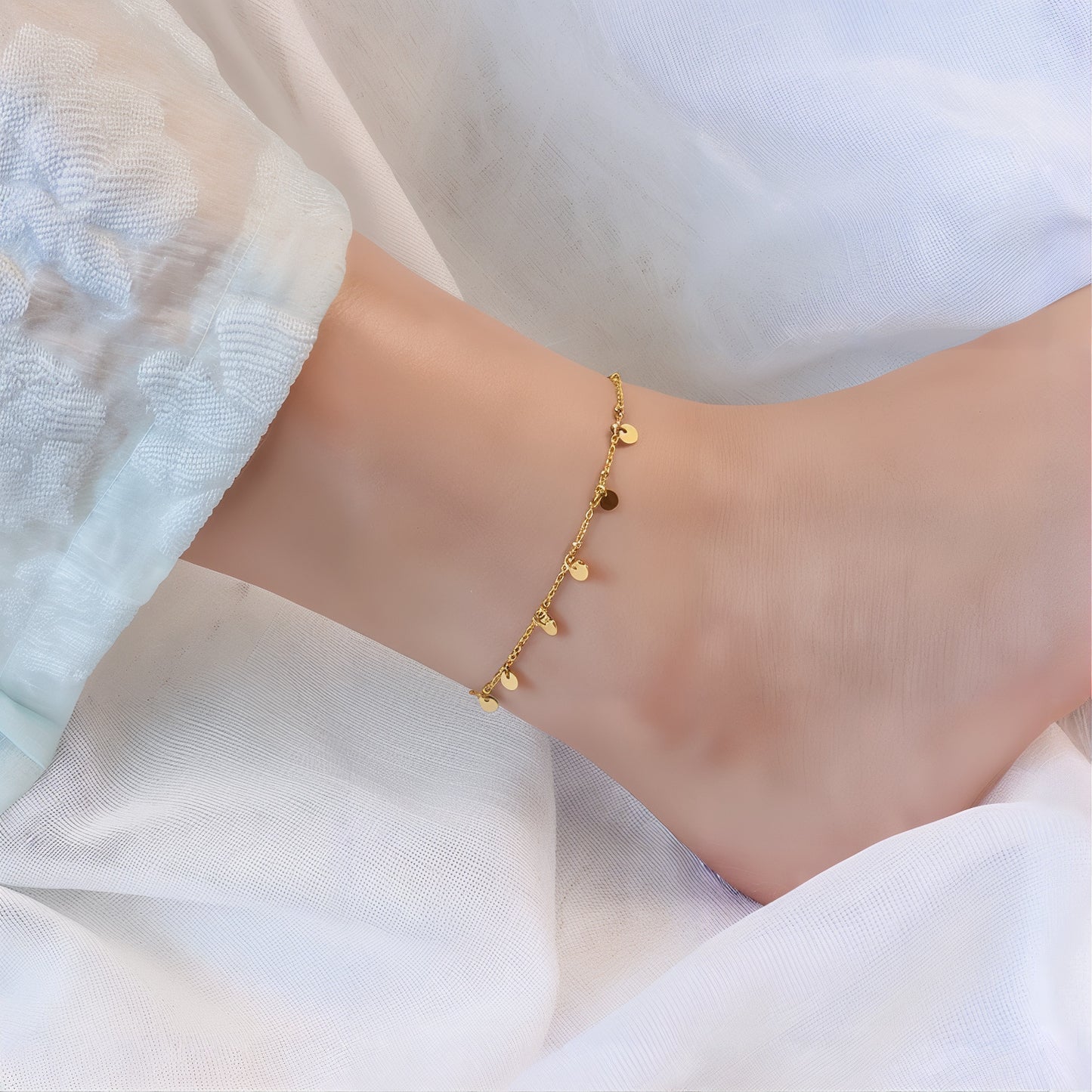 ORA Jewelry CY™ | Rhythm Drop Stainless Steel Disc Anklet