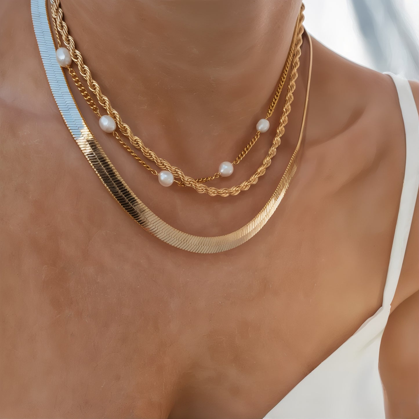 ORA Jewelry CY™ | Parisian Edge Necklace Trio Set