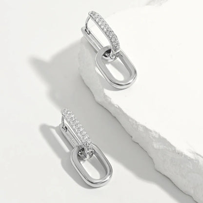 ORA Jewelry CY™ | Rect Radiance White Gold-Plated S925 Ear Clips