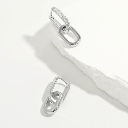 ORA Jewelry CY™ | Rect Radiance White Gold-Plated S925 Ear Clips