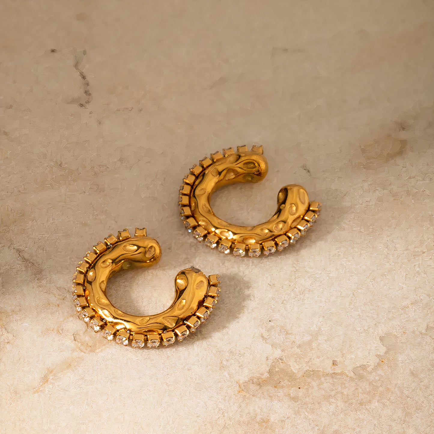 ORA Jewelry CY™ | Radiant Embrace 18K Gold-Plated Zircon Ear Cuffs