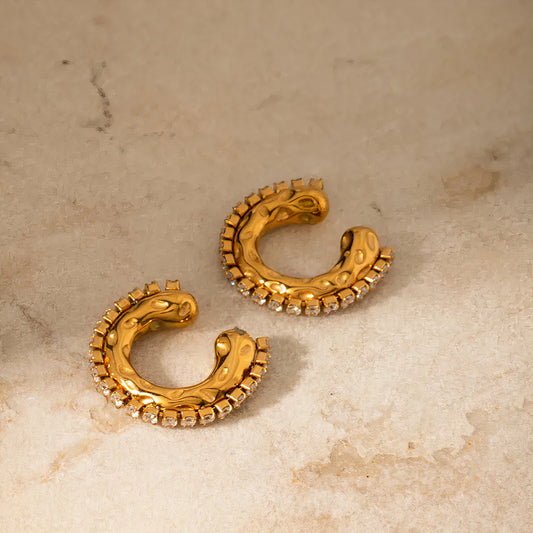 ORA Jewelry CY™ | Radiant Embrace 18K Gold-Plated Zircon Ear Cuffs