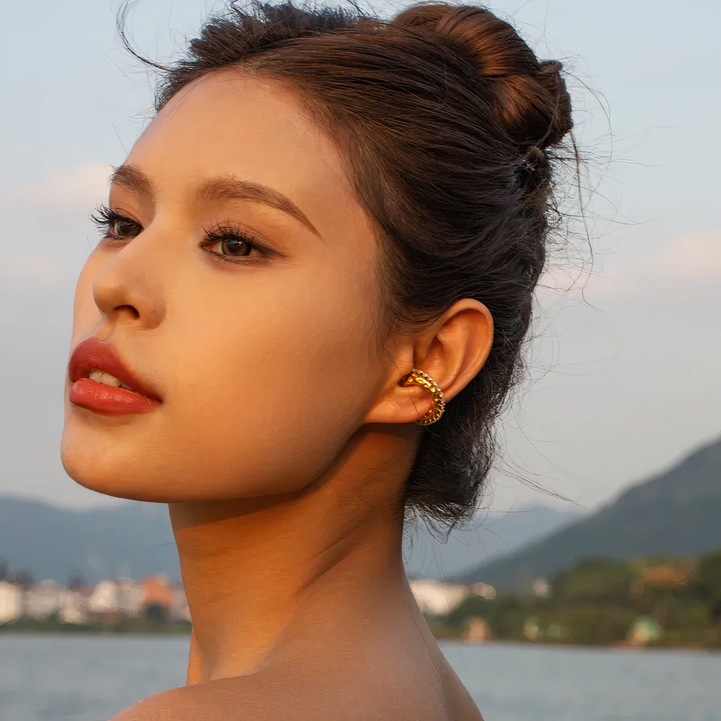 ORA Jewelry CY™ | Radiant Embrace 18K Gold-Plated Zircon Ear Cuffs