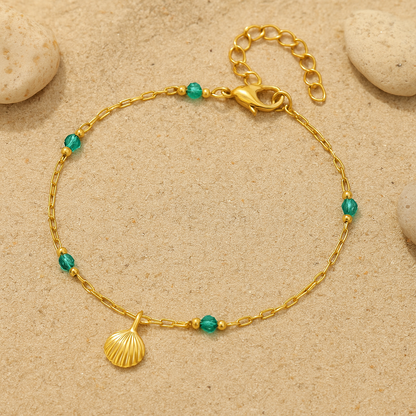 ORA Jewelry CY™ | Island Glow 18K Gold-Plated Shell Anklet