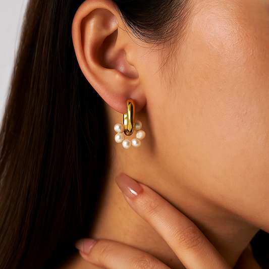 ORA Jewelry CY™ | Pearl Aura 18K Gold-Plated Pearl Drop Earrings