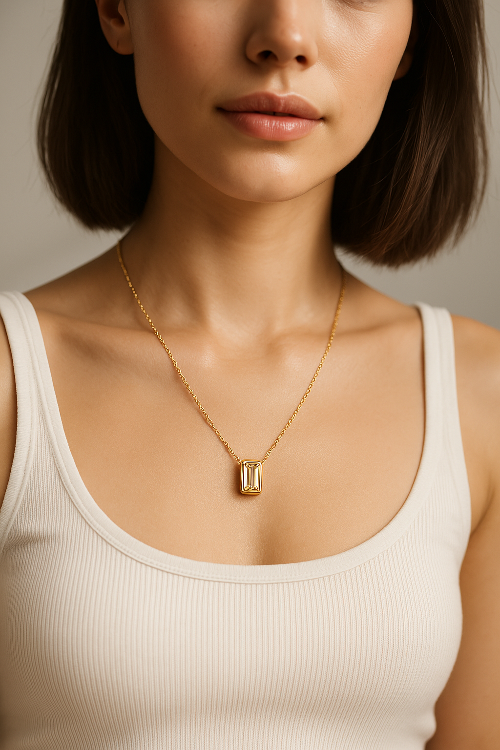 ORA Jewelry CY™ | Golden Edge Zircon Pendant Necklace