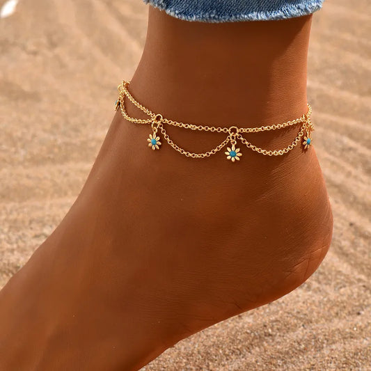 ORA Jewelry CY™ | Golden Petal Drift Anklet