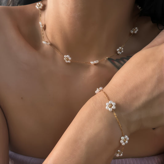 ORA Jewelry CY™ | Floral Trio 18K Gold-Plated Charm Jewelry Set