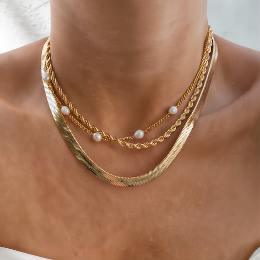 ORA Jewelry CY™ | Parisian Edge Necklace Trio Set